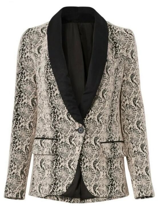Free People Jackets & Blazers - Free People Modern Femme Blazer Jacket Snake Animal Print Plunge Textured Medium